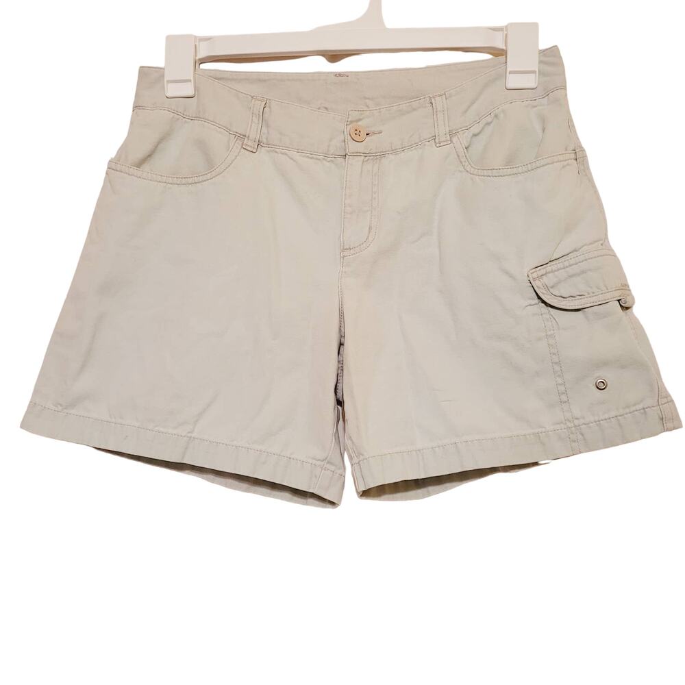 The North Face womens cotton khaki cargo hiking utility shorts